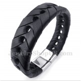 Men's Titanium Leather Bracelet