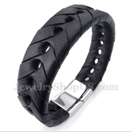 Men's Titanium Leather Bracelet