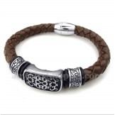 Men's Titanium Leather Bracelet