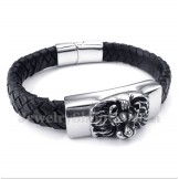 Men's Titanium Lion's Head Leather Bracelet