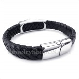 Men's Titanium Lion's Head Leather Bracelet
