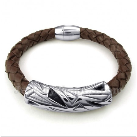Men's Titanium Leather Bracelet