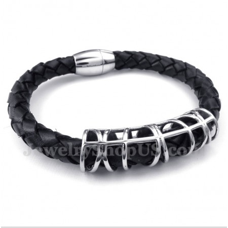 Men's Titanium Leather Bracelet