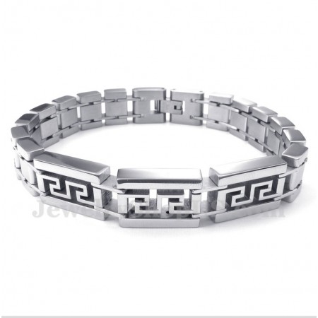 Men's Titanium Greek Meander Pattern Bracelet