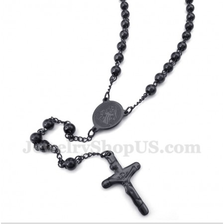 Men's Titanium Black Jesus Necklace