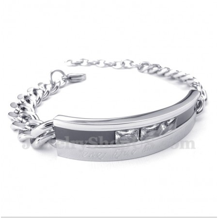 Men's Titanium Black Crystal Mens Couple's Bracelet