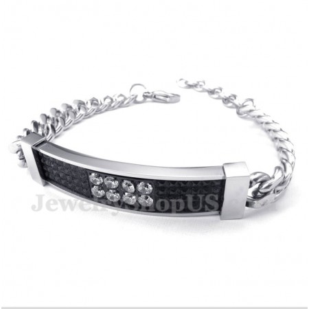 Men's Titanium Black Diamond Mens Couple's Bracelet