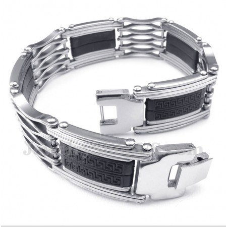 Men's Titanium Greek Meander Pattern Bracelet