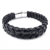 Men's Leather Titanium Bracelet