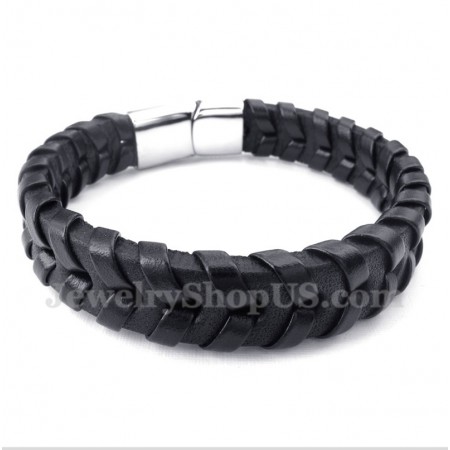 Men's Leather Titanium Bracelet