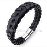 Men's Leather Titanium Bracelet