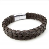 Men's Leather Titanium Bracelet