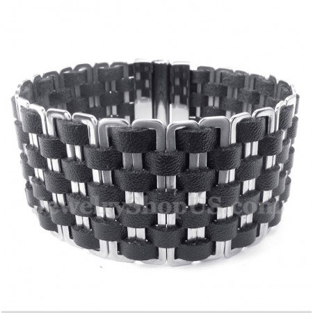 Men's Leather Titanium Bracelet