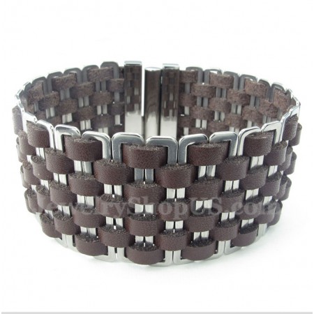 Men's Leather Titanium Bracelet