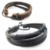 Men's Leather Titanium Bracelet