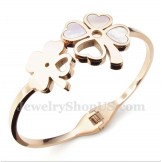 Men's Titanium Rose Gold Clover Bracelet