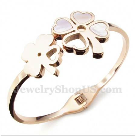 Men's Titanium Rose Gold Clover Bracelet