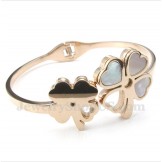 Men's Titanium Rose Gold Clover Bracelet