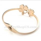 Men's Titanium Rose Gold Clover Bracelet