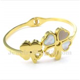 Men's Titanium Gold Clover Bracelet