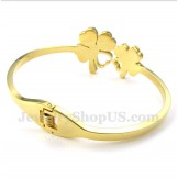 Men's Titanium Gold Clover Bracelet