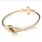 Men's Titanium Rose Gold Cross Bracelet