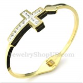 Men's Titanium Gold Cross Bracelet