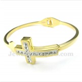 Men's Titanium Gold Cross Bracelet