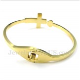 Men's Titanium Gold Cross Bracelet