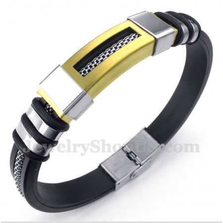 Men's Titanium Rubber Gold Bracelet