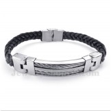 Men's Titanium Leather Bracelet