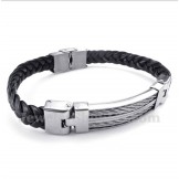 Men's Titanium Leather Bracelet