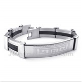 Men's Titanium Rubber Greek Meander Pattern Bracelet