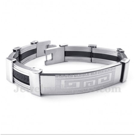 Men's Titanium Rubber Greek Meander Pattern Bracelet