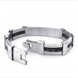 Men's Titanium Rubber Greek Meander Pattern Bracelet