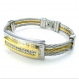 Men's Titanium Greek Meander Pattern Cable Bracelet
