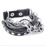 Men's Titanium Leather Bracelet