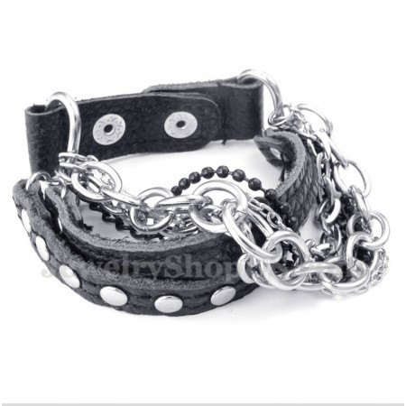 Men's Titanium Leather Bracelet