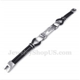 Men's Titanium Cable Leather Bracelet