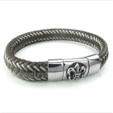 Men's Titanium Leather Cable Bracelet