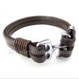 Men's Leather Anchor Bracelet
