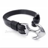 Men's Leather Anchor Bracelet