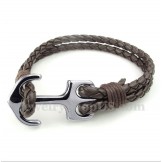 Men's Leather Anchor Bracelet