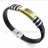 Men's Titanium Gold Rubber Bracelet