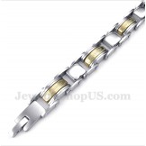 Men's Titanium Gold Greek Meander Pattern Bracelet