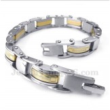 Men's Titanium Gold Greek Meander Pattern Bracelet