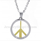 Men's Titanium Peace Sign Pendant with Free Chain