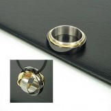 3 Hoop and 3 Color Titanium Steel Necklace  Free Chain