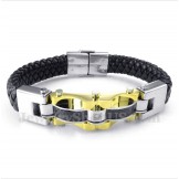 Men's Titanium Carbon Fiber Leather Bracelet