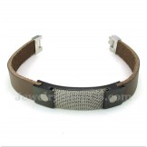 Men's Titanium Armor Mesh Leather Bracelet